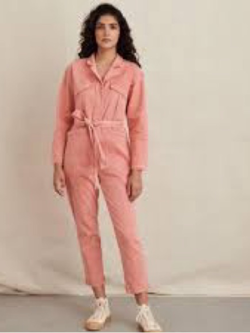 Alex Mill Coral-Pink Utility Jumpsuit with Tie Belt